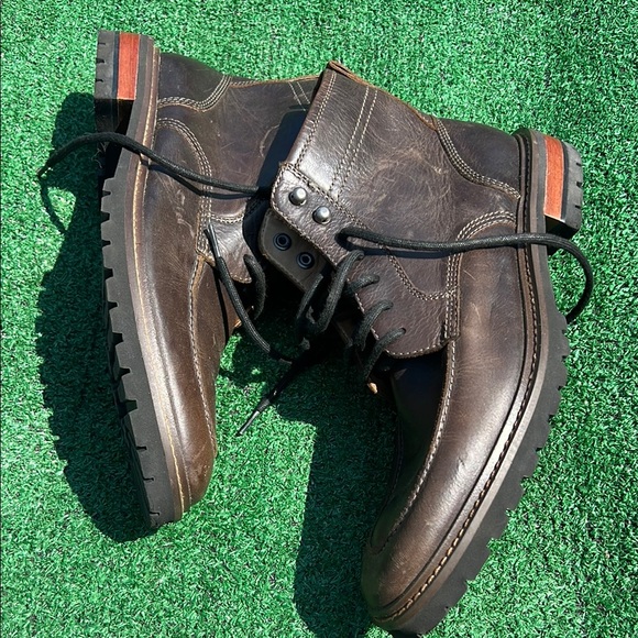 Johnston & Murphy Brown Leather Boots Moc-Toe Casual
